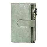 GOIACII Leather Purses for Women, Bifold Compact Womens Wallet with RFID Blocking, Medium Ladies Purse Credit Card Wallet with 16 Card Slots and Zip Coin Pocket