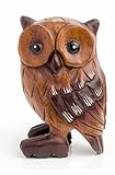 Funky Factory Beautifully Hand-Carved Wooden Owl Made from Sustainable Monkey pod Wood (5inch / 13cm)
