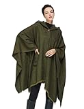 BEAUTELICATE Women Hooded Cape Coat Unisex Wool Blend Cloak with Hood Oversize Vintage Poncho Cardigan Shawl Wrap for Winter Fall Medieval Halloween Christmas Cosplay One Size Forest Green
