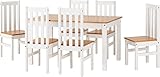 Seconique Ludlow Dining Set with 6 Dining Chairs in White/Oak Effect
