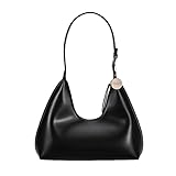 JOLLQUE Shoulder Bag for Women, Small Leather Handbag Purse,Unique Trendy Zipper Hobo Bag(Black)