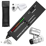 Electronic Jewelry Diamond Tester Pen - Professional Diamond Detector with 2Pcs 30X 60X Magnifying Glasses and Mini Led Foldable Magnifying