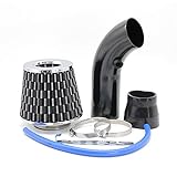 DEMULAX Turbo Universal Cold Intake Kit With Filter 76mm Car Automobile Rubber Hose High Power Induction Supercharger Intake Pipe Car Air Filter(Carbon)