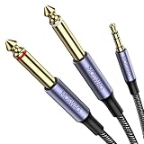 MOSWAG 1M/3.2FT 3.5mm 1/8" TRS to 2 x 6.35mm 1/4" TS Mono Y Cable Splitter Cable Compatible with iPhone,iPod,Laptop,CD Players,Power Amplifier,Mixer,Home Stereo Systems