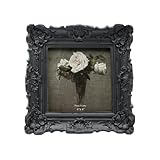 CISOO 4 x 4 inch Vintage Small Picture Frame, Antique Ornate Black Square Photo Frame, Table Top and Wall Decoration, Decorative Floral Design, Retro Home Decor,