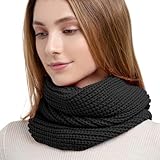 SGQTZDZQ Infinity Scarf Thermal Knitted Scarf, Neck Warmer Loop Scarf for Women, Winter Burgundy Scarf Women Scarf Gifts for Women (Black)