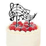 PLIGREAT Musical Notes Cake Toppers Elegant Black Acrylic Music Symbols for Birthday Cakes, Cupcakes, Band Parties Baking Supplies for Musicians, Singers & Cake Shops Decorations
