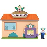 The Simpsons Krusty Burger Playset by Jakks Pacific, Includes 6.35 cm Krusty the Clown Articulated Mini Figurine and Detailed Accessories, Interactive Features