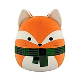 Squishmallows Amazon Exclusive Holiday Fox 14'' Plush - Orange Fox with Plaid Scarf | Collectable Cute Plush Toy, Cuddly Toys for Children, Soft Toys, Christmas Teddies Suitable for Girls and Boys