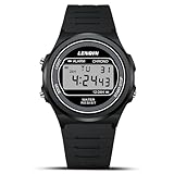 LN LENQIN Mens Watches Men's Digital Sports Watches - 30M Waterproof Watch with Stopwatch, EL Backlight, Alarm, T2 Time, 12/24H Time