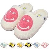 SMILEYWORLD Kids Slippers Boys Girls Memory Foam Plush Slipper Cozy Warm Indoor House Shoes,Pink White