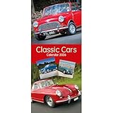 2026 Classic Cars Slim Wall Calendar – Month-to-View Vintage Car Planner with UK Bank Holidays & Notes – 41cm x 16cm Wiro Bound 12-Month Hanging Calendar for Classic Car Fans & Enthusiasts