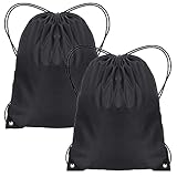 JFmall Drawstring Bags, Swim PE Bags Drawstring Gym Bag for Kids Adults String Swimming Sports Bag for School Sports Swimming Gym Travel, Black-2 Pack (BB-black 2)