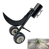 2-in-1 Patio Weed Remover Tool with Wheels,Patio Weed Remover Tool,Crack Cleaner Head,Stand-up Driveway Weeder,Adjustable Rolling Weed Hook,Durable Steel Blade for Block Paving & Garden Path Cleaning