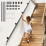 Handrails for Stairs, Ovshnrr 3-Section 3M Metal Wall-Mounted Barrier-Free Handrail, 200KG/400LB Non-Slip & Comfortable Indoor Banister Handrail Suitable for Kids and Elderly