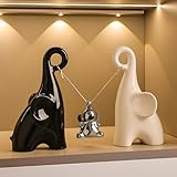 GZDDYUMYJX Elephant Statue Set of 3,Modern Ceramic Decor Statue,Good Luck Elephant,for Bookshelf Living Room Office Table Shelf Decorations.Gift for Elephant Lovers. (Family of three elephants)