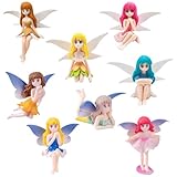 Fairy Cake Figures 8 pcs Mini Fairy Cake Toppers Cute Fairy Figure Statues Model Ornaments Figurines Gift for Home Deco Desktop Accessories DIY Party Supplies