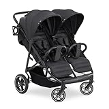 hauck Uptown Duo, Black - Side by Side Double Pushchair with Raincover, Rubber Wheels & Cup Holder, Fully Reclining from Birth up to 15 kg Each Child, 77 cm Wide, Compact Folding, XL Storage Basket