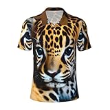 LONGZEHAO Cute Baby Jaguar 1 Print Men's Polo Shirts Performance Short Sleeve Quick Dry Athletic Casual Golf Shirt, Black, Large