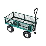 Neo Heavy Duty Metal Festival Hand Truck Wagon Trailer Garden Cart Trolley 4 Wheels