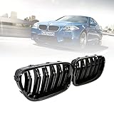 Front Kidney Grille Grill, ZAYMDO 1 Pair Gloss Black Dual Slat Front Kidney Bumper Grill Replacement for BMW 5 Series F10 F11 F18 520 523 525 530