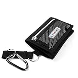 Sports Wallets for Boys, Trifold Men Canvas Wallet with Coin Pocket and Credit Card Holder, Waterproof Teenagers Folder Wallet with Chain, Hook or Classic (with Snap Clip Hook, Black)