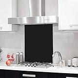 BELOFAY 70x90cm Black Tempered Glass Splashback for Kitchen, 6mm Toughened Glass Heat Resistant Splashbacks for Cookers