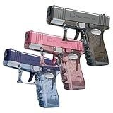 SSKHE 3 Pack Water Pistols, Manual Squirt Toys for Kids, Perfect Summer Pool, Beach, Outdoor Water Fighting Games, Set for Boys & Girls (Transparent Pink/Grey/Blue)