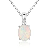 YAZILIND S925 Sterling Silver Oval Opal Pendant Necklace Women Wedding Party Jewellery