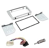 LEISURE DIRECT CD RADIO STEREO HEADUNIT DOUBLE DIN FACIA FASCIA PANEL SILVER FULL KIT FOR HONDA CIVIC EP2 EP3 2001-2006