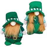 GORGECRAFT 2 Styles St Patrick's Day Gnomes Plush Doll Decorations Irish Green Hats Leprechaun Lucky Clover Shamrocks Dwarf Figurine Mr & Mrs Elderly Couple Ornaments for Home Table Party Decor Gifts