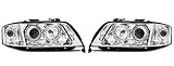 Xenon Headlights VR-1142 Front Lights Car Lamps Car Lights Headlamp Headlamps Driver And Passenger Side Complete Set Headlight Assembly Angel Eyes Chrome compatible with Audi A6 2001 2002 2003 2004