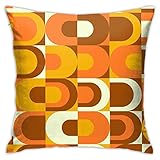 DRISSA 70s Pattern Retro Inustrial in Orange and Brown Tones Pillow Covers Decorative Throw Pillowcase 18x18 Inch Square Couch Cushion Cover for Home Decor Sofa Living Room Bed Car Sofa