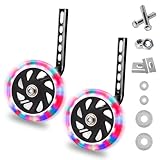 QKTYB Kids Bike Stabilisers, Bicycle Training Flash Wheels for Kids, Bike Stabilizers for Childs Support Wheels for 12 14 16 18 20 Inch (1 Pair)