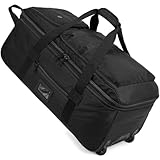 TAIHOYIN Large Foldable Duffle Bag with Wheels 85-100L Expandable Wheeled Holdall Extra Large Travel Rolling Duffel Bags for Men Women Collapsible Big Soft Luggage Camping, Black