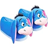 Disney Stitch, Womens Slippers 3D Fluffy Non Slip - Stitch Gifts (Blue Eeyore, 3/4 UK)