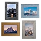KAIWIN Premium 6x4 Picture Frames Set of 4, Rustic Photo Frames, Multicolor Frames Great for Gift, Wall Mounting & Tabletop Display