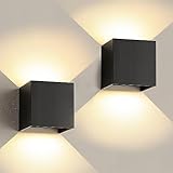 ZHMA Wall Lights 3000K Warm White Light Modern LED Outside Lights 2pack,12W Metal Cover IP65 Waterproof Adjustable Beam Aluminum Black Outdoor Lights for Side Door,Living Room,Bedroom,Garage