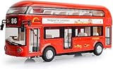 novaease Red London Bus Model, Classic Bus Metal Luxury, Pullback, Doors Open & Close