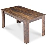 Dining Table, Kitchen Table, 135 x 80cm Rustic Brown Table Top Rectangle Wooden Dining Tables, 6 Seater for Dining Room, Kitchen, Living Room, Furniture 135L x 80W x 75H cm