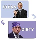 HSSPIRITZ The Office Michael Scott Prison Mike Dishwasher Magnet Clean Dirty Sign Indicator Magnet Double Sided Flip with Metal Magnetic Plate Universal Kitchen Dish Washer Reversible Waterproof Sign