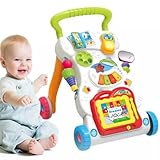 Baby Walker 7-in-1 Toddler First Steps Push Walker, Walker Toy for 1 Year Olds with Handle and Smooth Wheels, Music Walker for Boys Girls