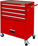 Einhell TC-TW 100 Tool Chest On Wheels | Interlock System, 4 Swivel Casters With 2 Locking Brakes, Tool Storage Unit With 3 Drawers And Flap | Portable Heavy Duty Tool Trolley