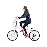 WSIKGHU Folding Bike Adult 20 Inch 7 Speed Bicycle Folding Bike Double V Brake Carbon Steel Folding Bicycle for Adults Front and Rear Height Adjustable with Mudguards