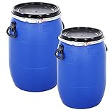 STORM TRADING GROUP 30 Litre Blue Open Top Storage Barrel Drum Keg with Lid and Latch Ring, Food Grade for Transporting/Shipping, Air Tight Barrel (1)