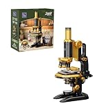 PANTASY Retro Microscope Building Kit for Adults, Antique Science Instrument Model with Mechanical Design, Brass Finish & Lab Accessories, Collectible Display Brick Set