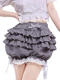 LSFYSZD Women's Multi-Layer Ruffled Frilly Lace Shorts Pants Knickers Panties Burlesque Bloomers Dance Shorts Pettipants (X1-Grey, XL)