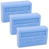 Savon de Marseille - French Soap made with Organic Shea Butter - Provence Fragrance - Suitable for All Skin Types - 125 Gram Bars - Set of 3