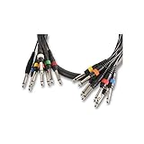 PULSE PLS00114 8 Way 6.35mm (1/4") Mono Jack Plug to Plug Loom, 2.5m Black