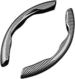 YSNFDN 2Pcs Car Steering Wheel Cover for Mercedes Benz E320 E350 E450 E55 AMG E550, Carbon Fiber Breathable Anti Skid Wear Resistant Segmented Steering Wheel Protector Accessories,A Black